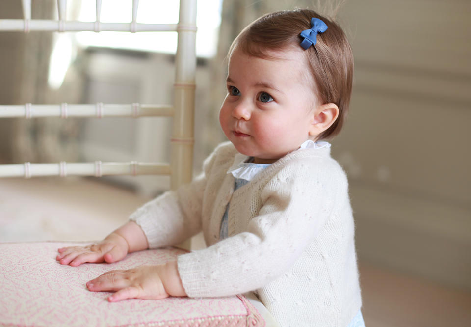 <p>The 1-year-old princess has a mischievous look in her eyes in this sweet photo released for her first birthday.</p>