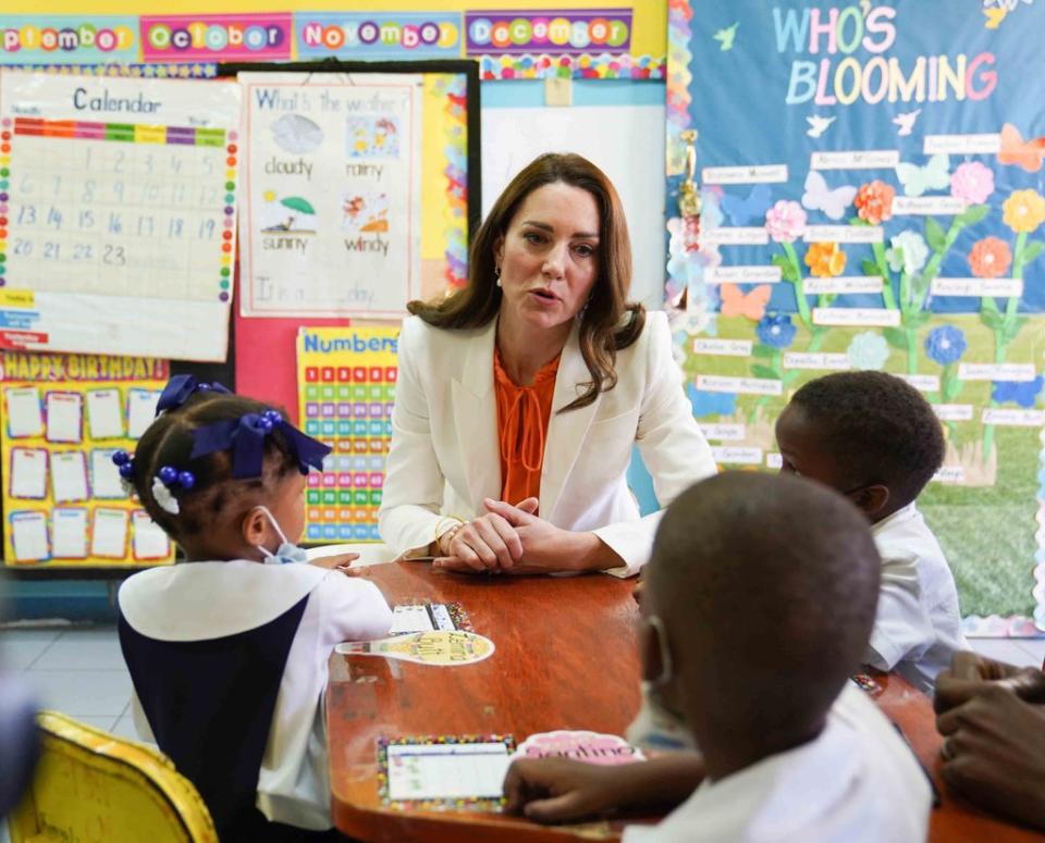 The Duke and Duchess of Cambridge visited Shortwood Teacher College during their visit to Jamaica. (PA)