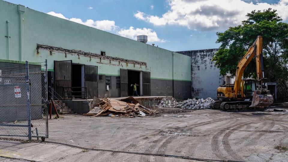 Construction takes place at the former Grupo Sur warehouse on Thursday, June 27, 2024.