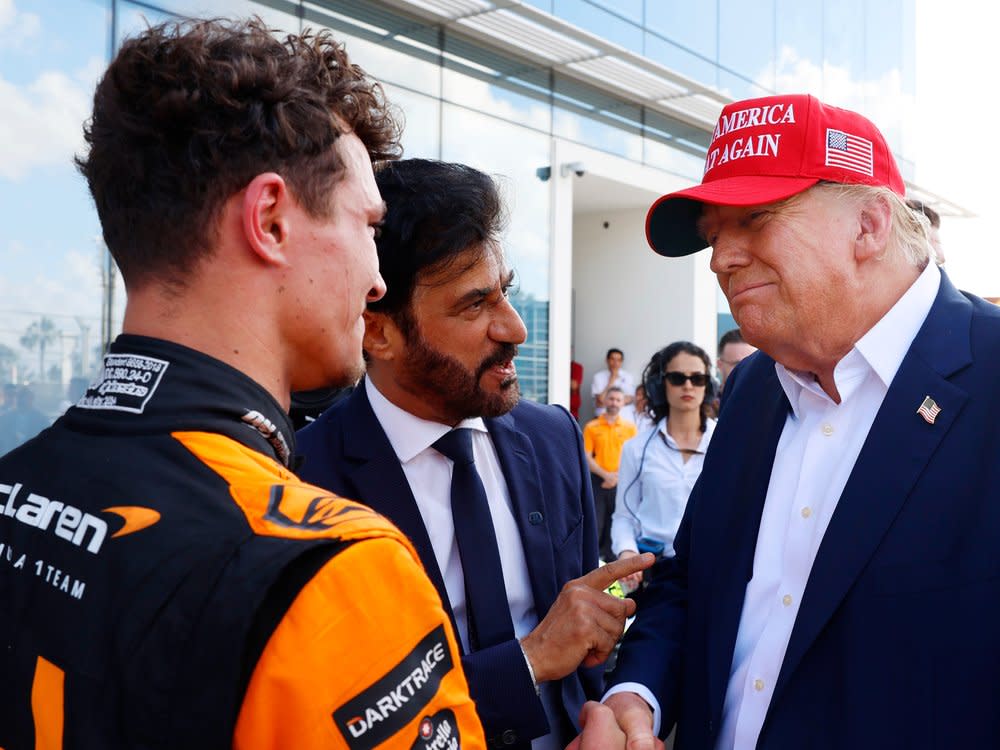 Lando Norris holte sich den Sieg beim Formel-1-Rennen in Miami und wurde dafür sogleich von Donald Trump beglückwünscht. (Bild: Steven Tee/Motorsport Images/ddp/Sipa USA)