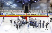 Tampa Bay Lightning's Steven Stamkos (91) hoists the Stanley Cup after defeating the Dallas Stars in the NHL Stanley Cup hockey finals, in Edmonton, Alberta, on Monday, Sept. 28, 2020. (Jason Franson/The Canadian Press via AP)