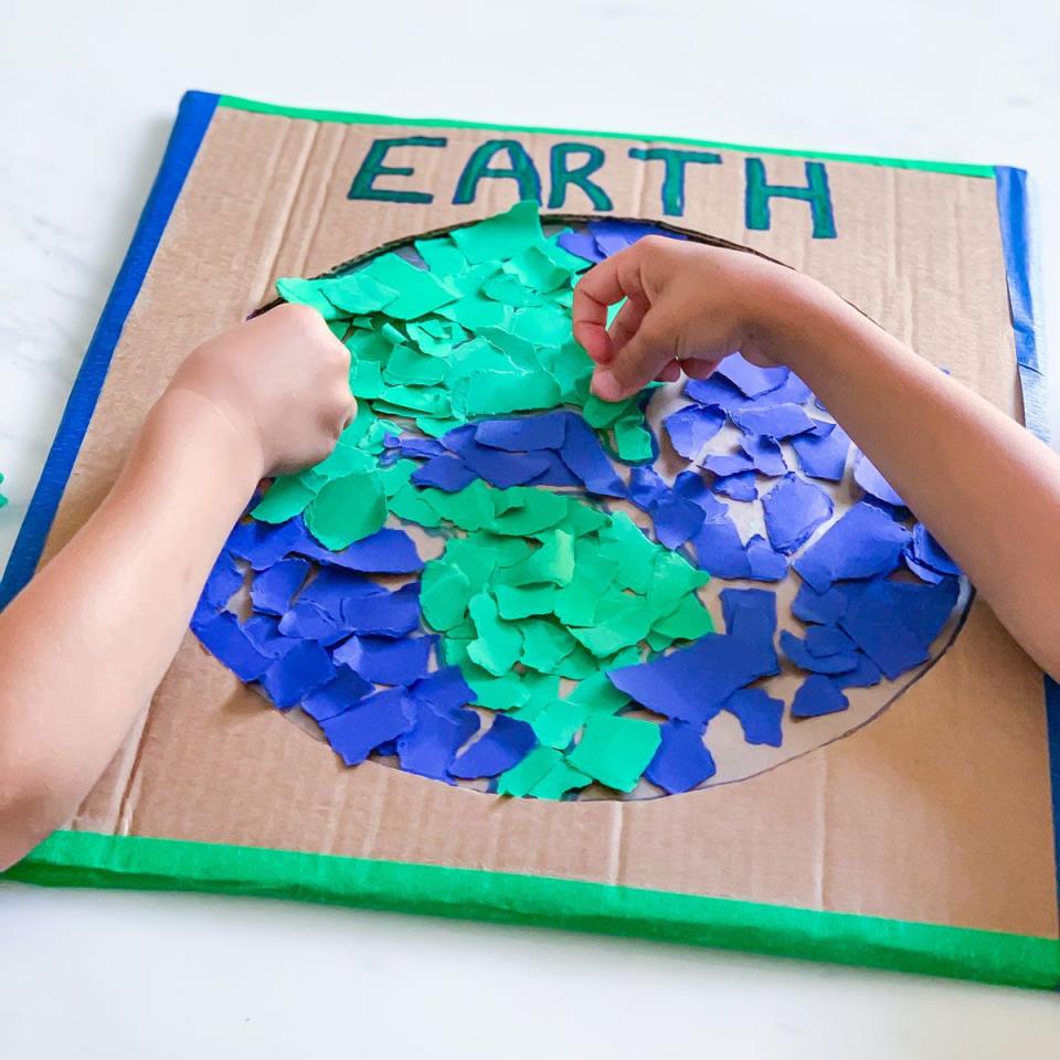 cardboard earth collage earth day craft