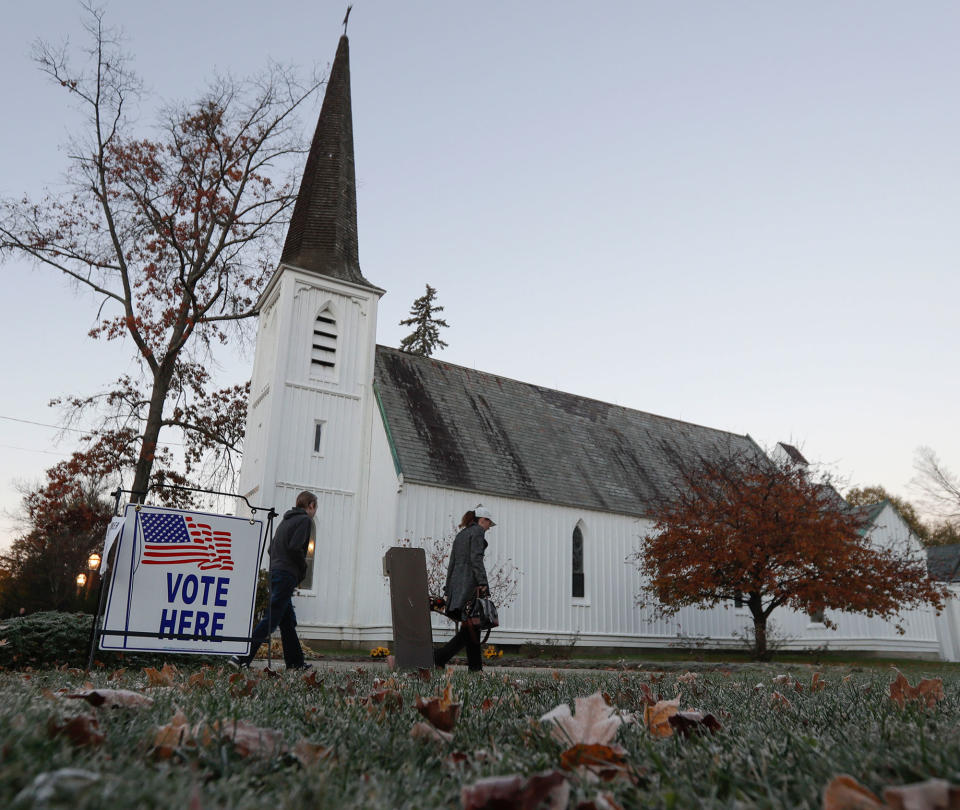 Walking to the polls in Kinderhook, N.Y.