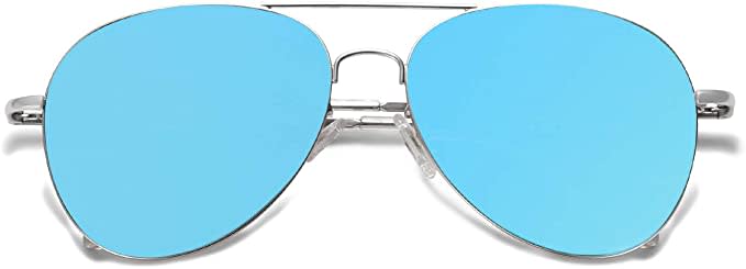 SOJOS Classic Aviator Mirrored Flat Lens Sunglasses. Image via Amazon.