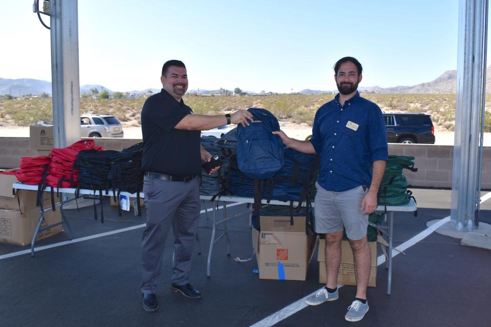 Anthony Madrigal and Robert Hamilton were on hand Aug. 20, 2022, to help distribute backpacks.