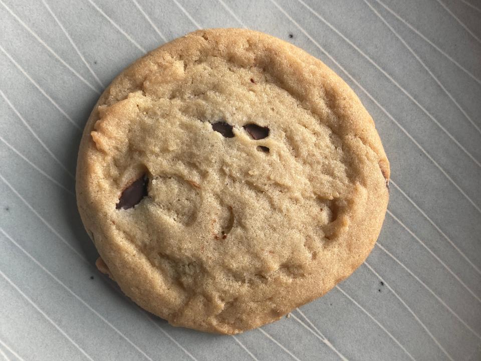 Walmart chocolate chip cookie on plate