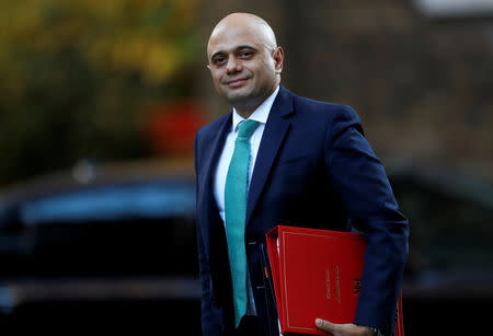 Britain's Home Secretary Sajid Javid arrives in Downing Street, London, Britain, November 13, 2018. REUTERS/Peter Nicholls