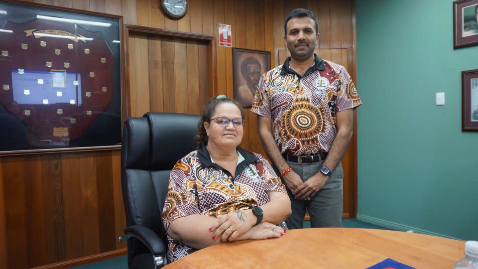 Cherbourg Mayor Elvie Sandow and CEO Chatur Zala are working to create jobs and improve community infrastructure. - Hilary Whiteman/CNN