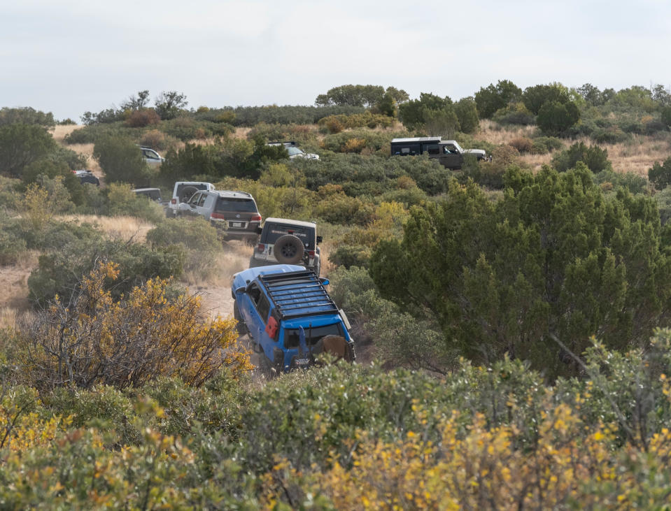 A caravan of offroad vehicles explore Palo Duro Canyon Oct. 21 at MERUS Adventure Park near Claude.
