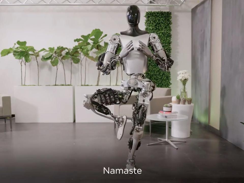 Tesla shared a video of its Optimus bot appearing to do yoga.