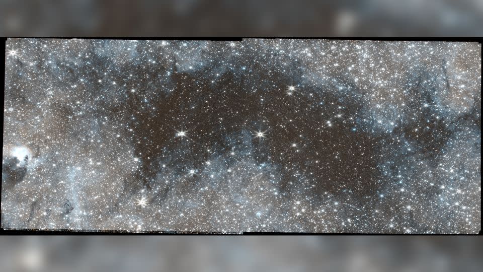 An image of Brick taken by the James Webb Space Telescope.  New data collected by the telescope is helping scientists understand the composition of this mysterious cloud.  -Adam Ginsburg