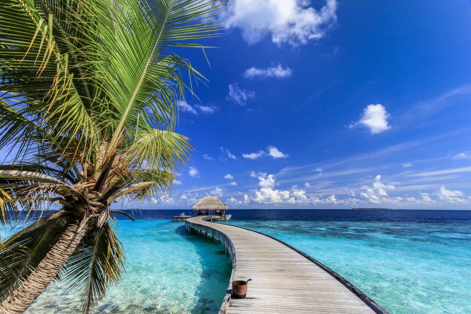 The Arrival Jetty at Dusit Thani Maldives on Mudhdhoo Island.