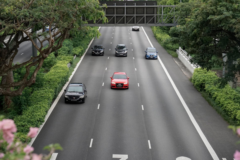 Traffic seen along the Pan Island Expressway (PIE). (PHOTO: Dhany Osman / Yahoo News Singapore)