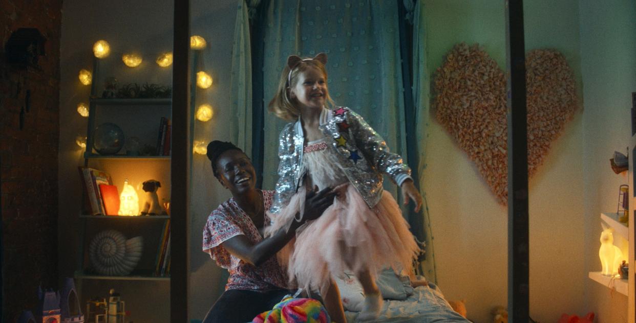 Diop and her five-year-old co-star, Rose Decker, in a scene from Nanny. (Photo: ©Amazon/Courtesy Everett Collection)