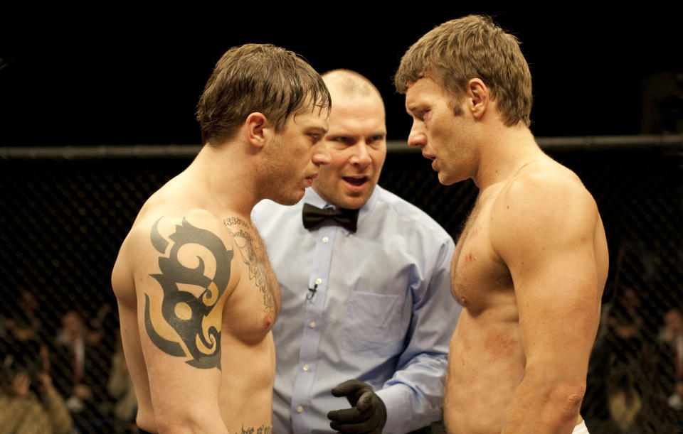 (L-R) Tom Hardy and Joel Edgerton in 2011’s “Warrior” - Credit: Everett