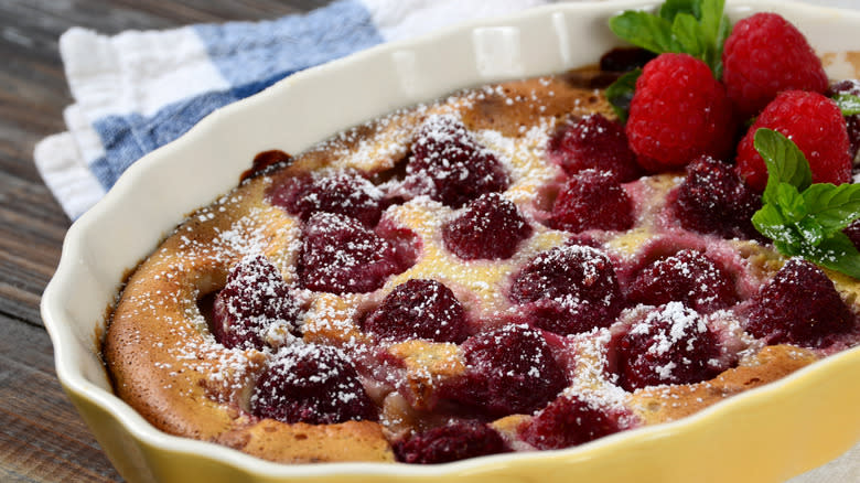 close up of clafoutis