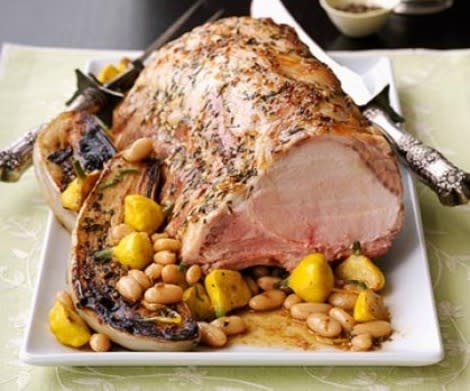 Pork roast with white beans