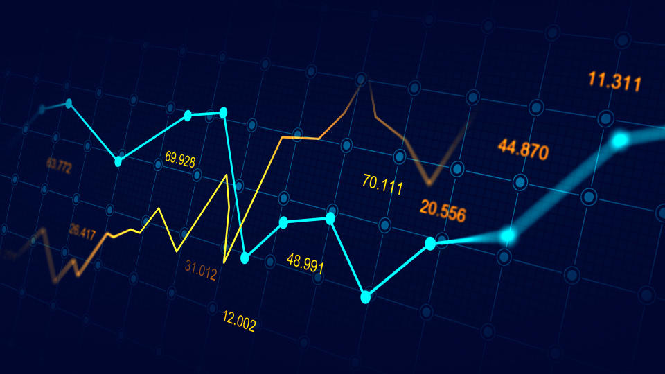 Stock market or forex trading graph in graphic concept suitable for financial investment or Economic trends business idea and all art work design. Abstract finance background