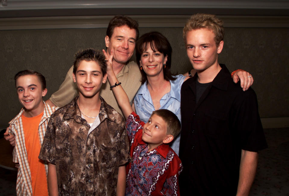 Bryan Cranston, Jane Kaczmarek, Christopher Kennedy Masterson, Erik Per Sullivan, Justin Berfield and Frankie Muniz, 2000