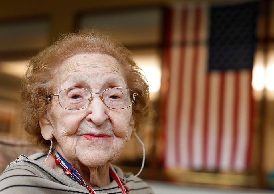 Flying high at 104, US Air Force veteran Gladys Laughland a resident at the Wingate at Silver Lake assisted living residence on Thursday, June 16, 2022.