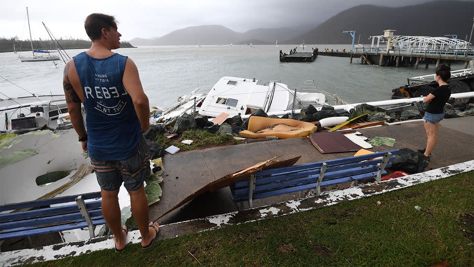 She remains stuck in the battered town of Airlie Beach. Source: AAP