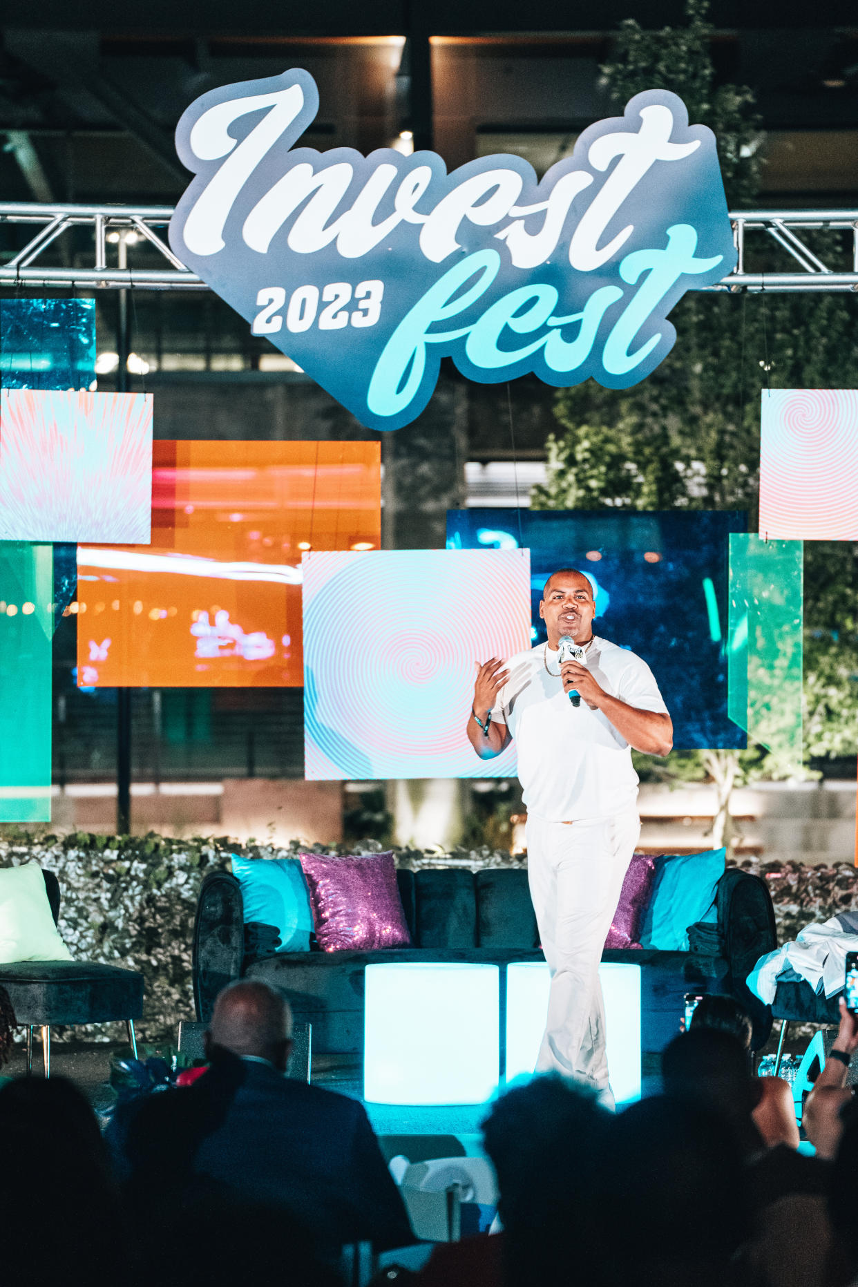 Jomaree Pinkard, CEO and managing director of Pronghorn, speaks to InvestFest attendees. (Photo credit: Rashiid Marcel/EYL InvestFest)