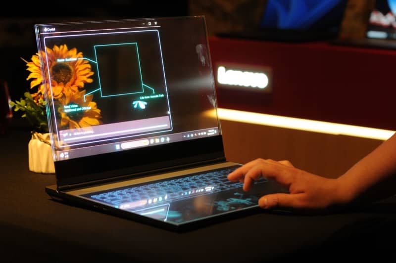 A general view of a laptop with a transparent screen manufactured by Lenovo. Wolf von Dewitz/dpa