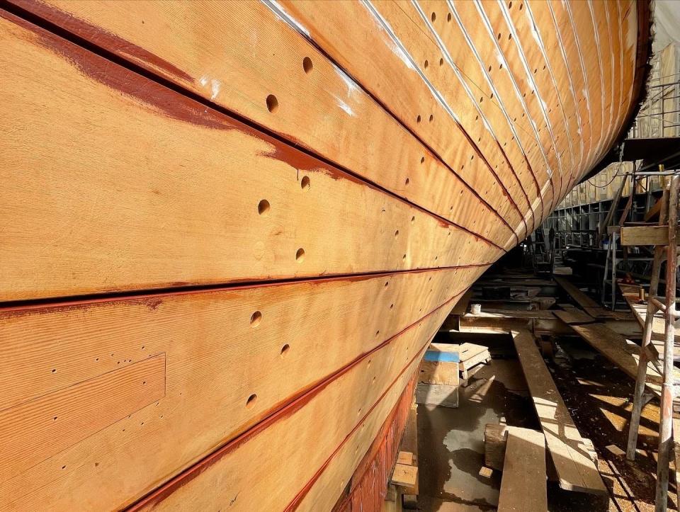 Eighty percent of the planking on the Virginia V was replaced during a 15-month period in dry dock at Pacific Fisherman shipyard in Ballard.