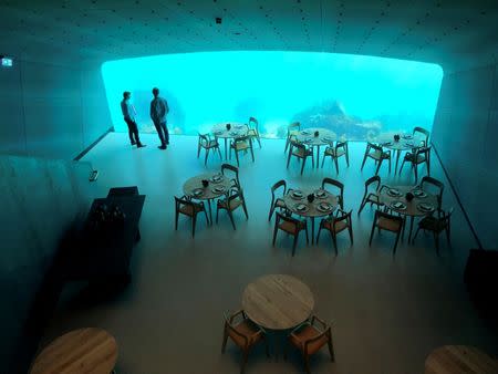 An inside view of the underwater restaurant Under in Baaly, Norway March 19, 2019. Picture taken March 19, 2019. REUTERS/Lefteris Karagiannopoulos