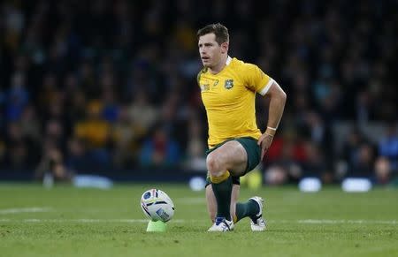 Rugby Union - Argentina v Australia - IRB Rugby World Cup 2015 Semi Final - Twickenham Stadium, London, England - 25/10/15 Australia's Bernard Foley lines up a penalty kick Reuters / Stefan Wermuth Livepic -