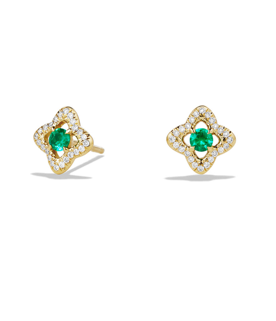 <p>Venetian quatrefoil earrings with emeralds and diamonds in 18-karat gold, $1,650, <a rel="nofollow noopener" href="http://www.davidyurman.com/products/women/collections/venetian-quatrefoil/venetian-quatrefoil-earrings-with-diamonds-in-18k-gold-e12368d88.html" target="_blank" data-ylk="slk:davidyurman.com;elm:context_link;itc:0;sec:content-canvas" class="link ">davidyurman.com</a> </p>