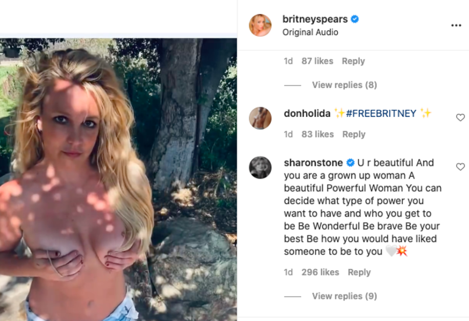 Britney Spears shared a fourth topless post on Instagram (Instagram @britneyspears)