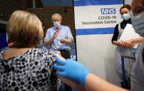 British Prime Minister Boris Johnson visits Guy's Hospital on the first day of administering a coronavirus vaccine in London