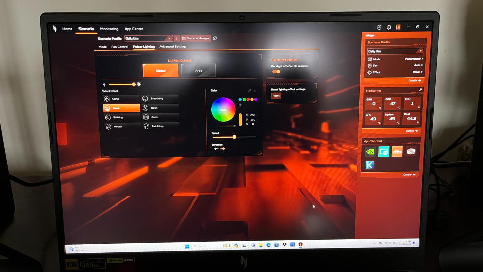 Acer Nitro 16 AMD running an app