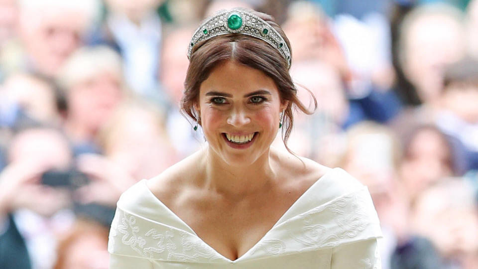 Mandatory Credit: Photo by REX/Shutterstock (9927742ak)Princess EugenieThe wedding of Princess Eugenie and Jack Brooksbank, Ceremony, St George's Chapel, Windsor Castle, Berkshire, UK - 12 Oct 2018.