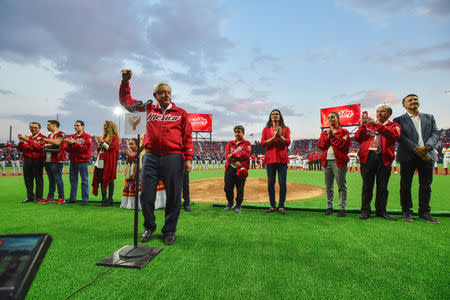 Mexico's President Andres Manuel Lopez Obrador during the opening celebrations of the Alfredo Harp Helu Stadium in Mexico City, Mexico March 23, 2019. Press Office Andres Manuel Lopez Obrador/Handout via REUTERS