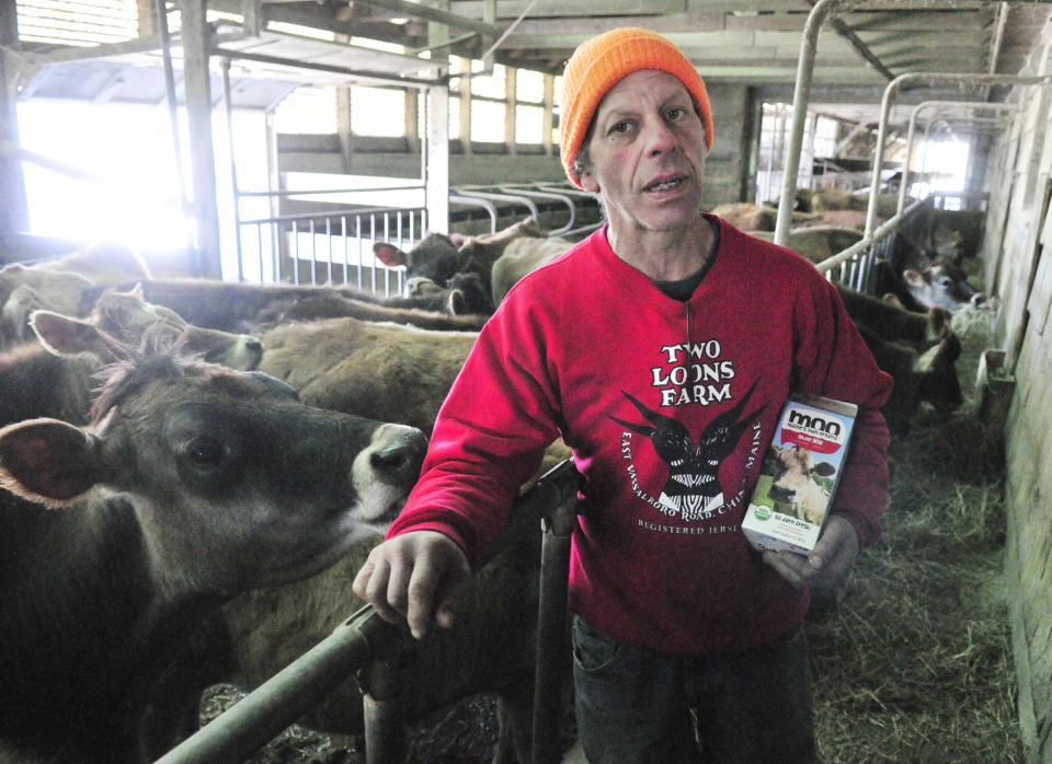 Dairy farmer Spencer Aitel at Two Loons Farms in Maine. (Photo by Joe Phelan/Staff Photographer/Getty)