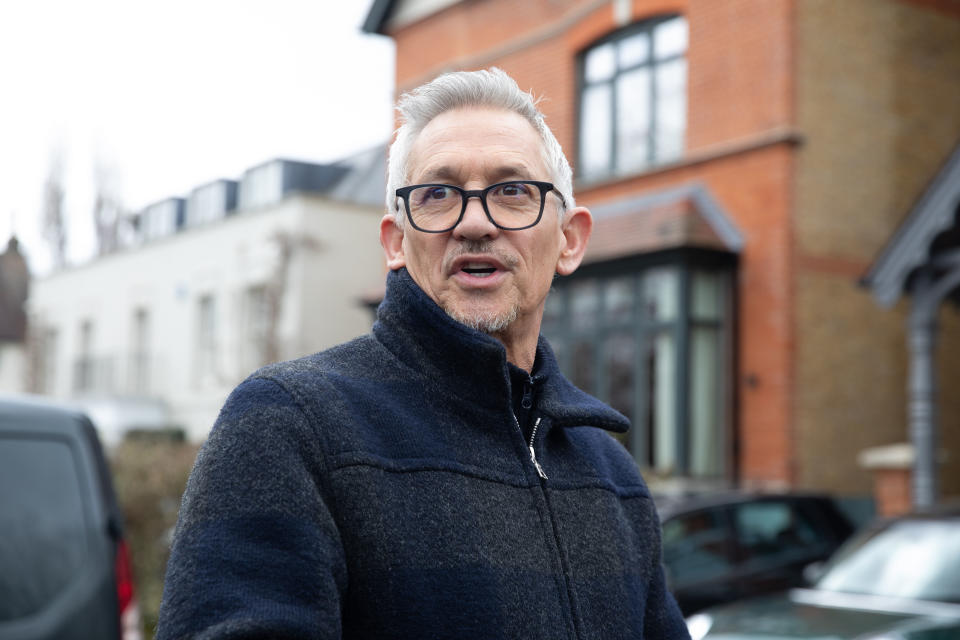 Match Of The Day host Gary Lineker outside his home in London, He will 