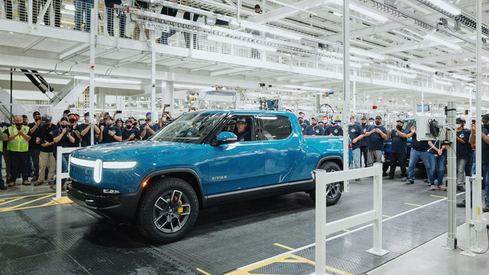 The first Rivian R1T built for a customer last September - Credit: Rivian/Twitter