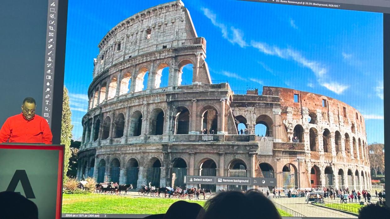  Photo of the Collosseum being edited in Photoshop. 