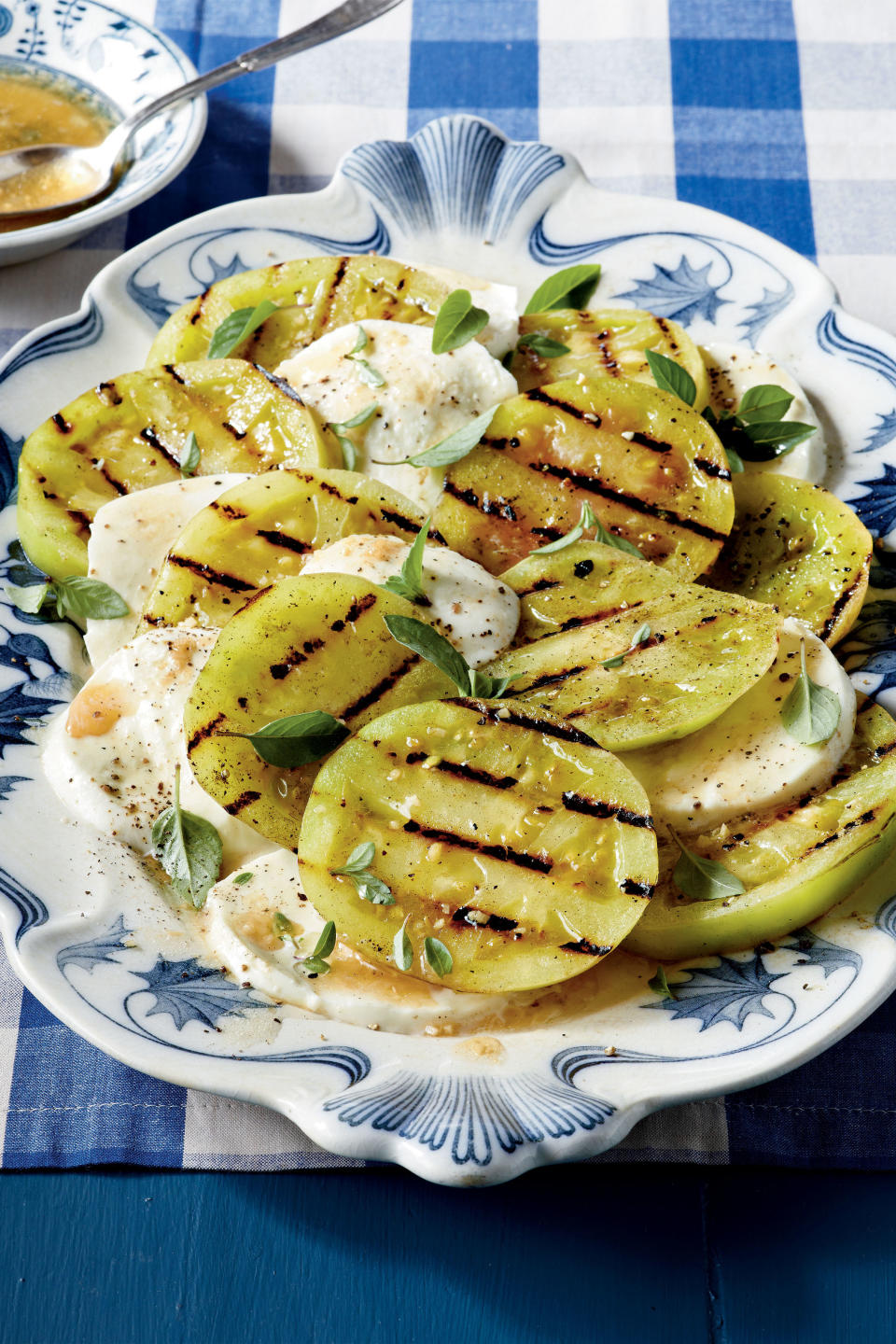 Grilled Green Tomatoes Caprese