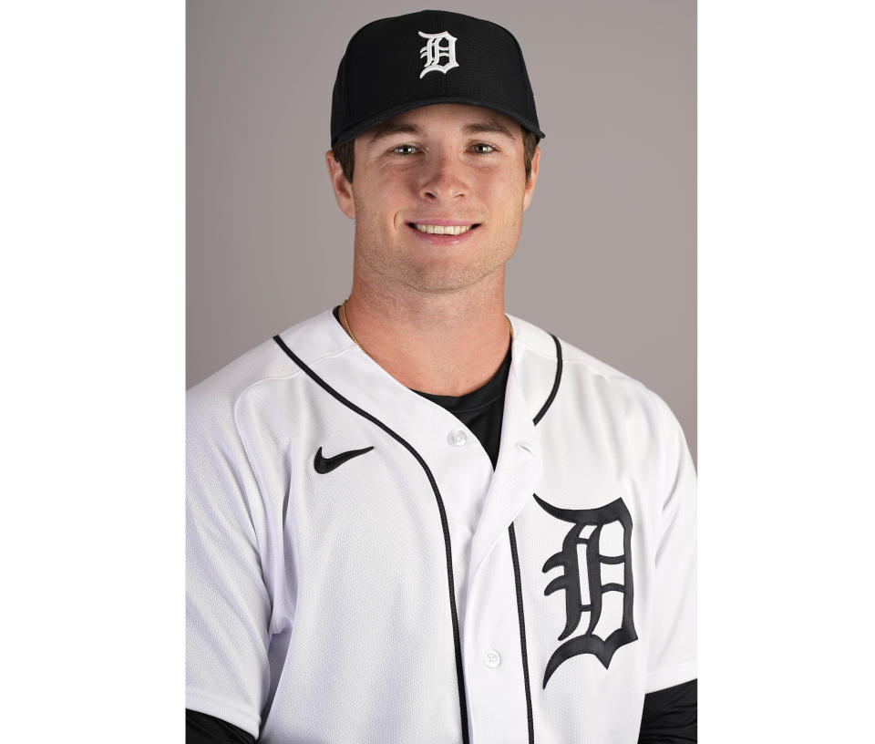 FILE - This is a 2023 photo of Colt Keith of the Detroit Tigers baseball team. This image reflects the Tigers active roster as of Friday, Feb. 24, 2023, when this image was taken in Lakeland, Fla. The Tigers made an unusual bet on a player with no major league experience, agreeing Sunday, Jan. 28, 2024 to a six-year contract with 22-year-old Colt Keith that guarantees the infield prospect $28,642,500. (AP Photo/David J. Phillip, file)
