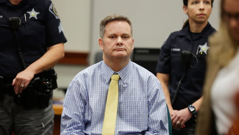 Chad Daybell sits at the defense table after the jury's verdict in his murder trial was read at the Ada County Courthouse in Boise, Idaho, on Thursday, May 30, 2024.