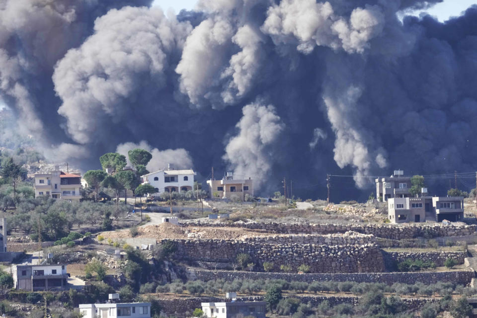 The Lebanon-Israel border has been the site of regular clashes between Israeli forces on one side and Hezbollah and Palestinian armed groups on the other since the beginning of the Israel-Hamas war.  (Hussein Malla / AP)