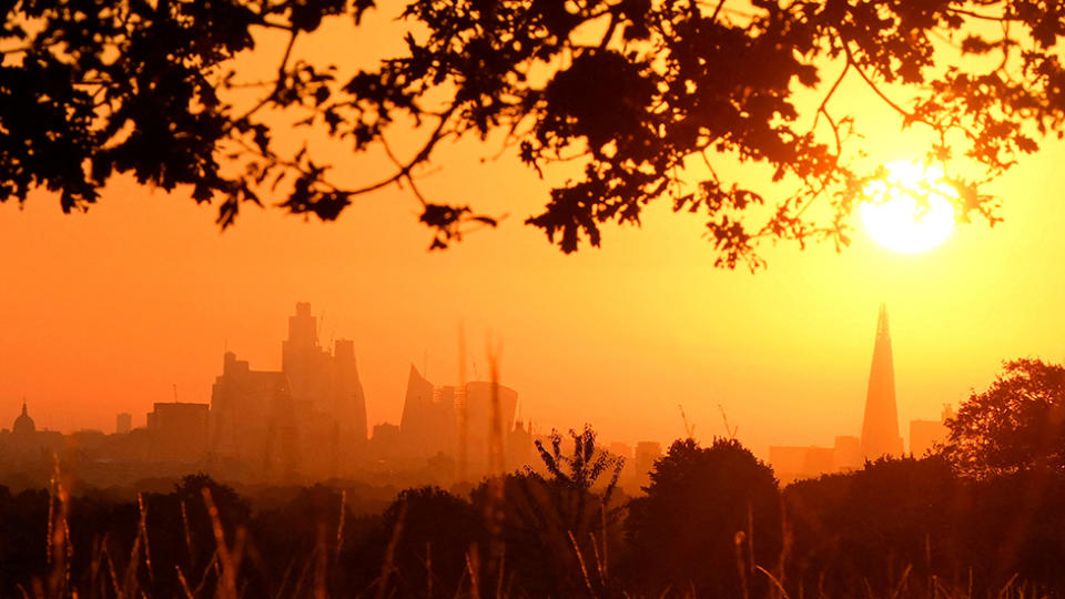 Photo of the sun rising over London as a second heatwave is predicted, August 2022