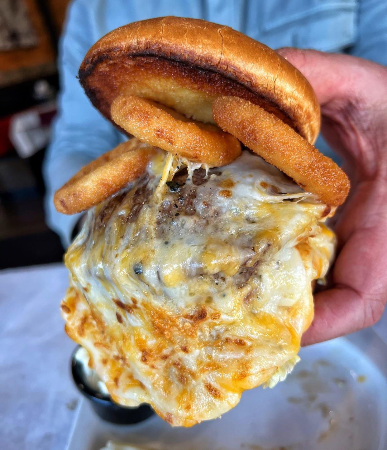 Juicy Lucy burger at Addy's Barbeque.