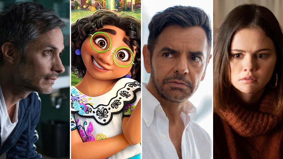 (L-R) Gael García Bernal, Maribel from ‘Encanto’, Eugenio Derbez, Selena Gomez - Credit: Parrish Lewis / HBO Max / Walt Disney Studios Motion Pictures / Apple / Craig Blankenhorn / Hulu / Everett Collection