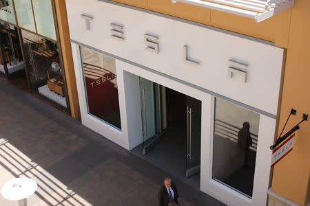 A Tesla store is shown at a shopping mall in San Diego, California, U.S., April 28, 2017. REUTERS/Mike Blake