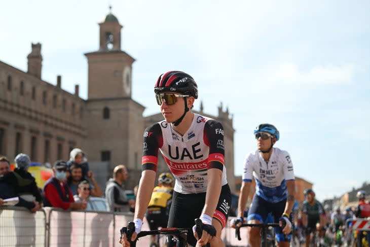 <span class="article__caption">Pogacar pedals through Tre Valli Varesine on Wednesday ahead of his Lombardia defense. </span>