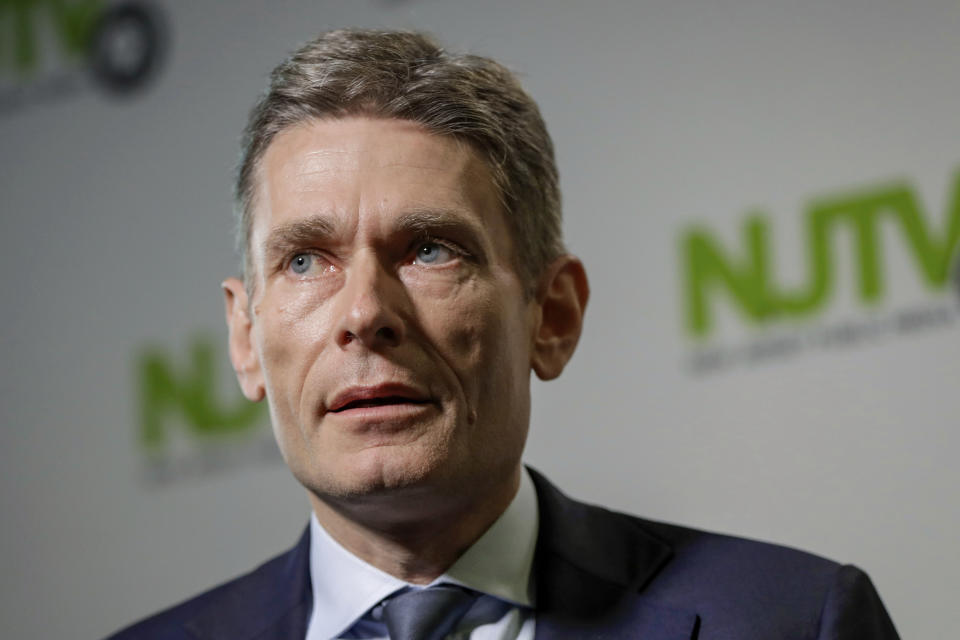 FILE - Incumbent candidate for New Jersey's 7th Congressional District, Rep. Tom Malinowski, D-N.J., speaks to reporters in Newark, N.J., on Oct. 17, 2018. (AP Photo/Julio Cortez, File)